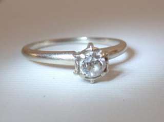 Vintage Diamond Solitaire Ring   14K White Gold Setting 2.2 Grams 