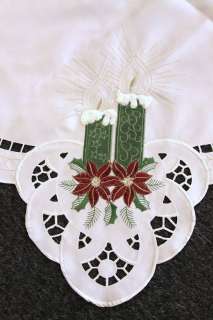 NICE Christmas embroidered tablecloth 72x90 8 napkins  