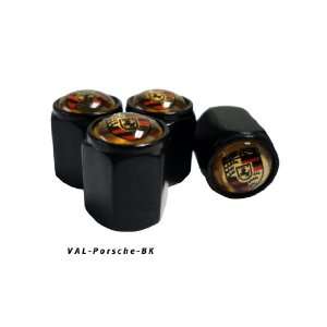   Aluminum Black Valve Caps Tire Cap Stem for Porsche Wheels (Pack of 4