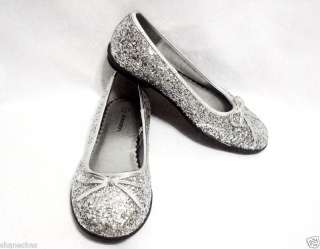 Xhilaration Silver Sparkle Dress Flats Ballernia Shoes  