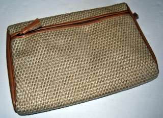 NWOT Bottega Veneta Clutch Purse Handbag Tan Fabric Woven  