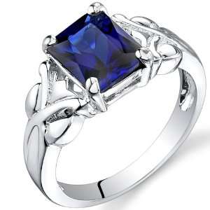  3.00 carats Radiant Cut Sapphire Ring in Sterling Silver 