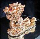 CHINESE GOLDEN DRAGON SNAKE FIGURINE PAINTED RESIN NEW