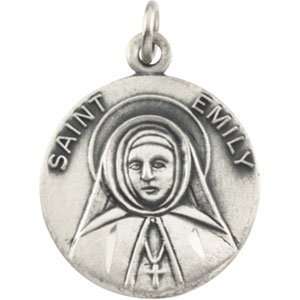    Sterling Silver St. Emily Medal With 18.00 Inch Chain Jewelry