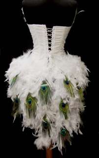 White Moulin/Showgirl/Peacock/Rouge Burlesque Costume L  