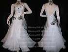Crystal White Lycra Ballroom Waltz Smooth dance dress  