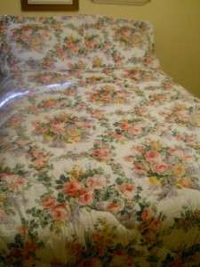 USA Croscill Comforter & Shams  Full size  Mint Floral Roses Shabby 