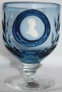 Wedgwood Cameo Jasperware Blue Crystal Glass Goblet 1977 HRH Prince 