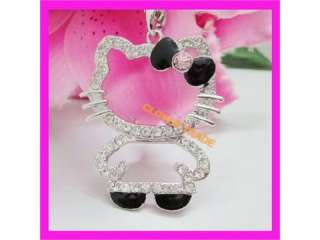 Hello Kitty Black Crystal Pendant Necklace Xmas Gift  
