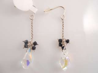Swarovski crystal earrings silver hoops  