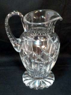 Vintage Heavy Cut Glass Lead Crystal Water Pitcher  