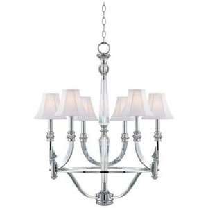  Chrome Finish with White Shades 25 Wide Chandelier