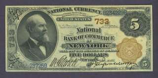 1882 $5 NEW YORK National Currency   BEAUTIFUL UNC *BROWN BACK*  
