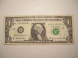 US 1999 ONE DOLLAR $1 FEDERAL RESERVE STAR NOTE NEW YORK NEW YORK 