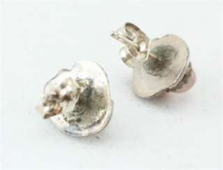 Vintage Custom Sterling Silver Jewelry Pink Mussel Shell Pierced 