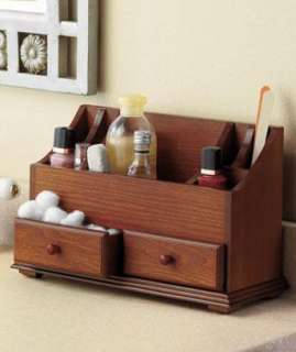 WOODEN ORGANIZER WITH COMPARTMENTS & DRAWERS FOR STORAGE OF MAKEUP 