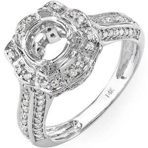  Round Cut Diamond Cluster Semi Mount Ladies Engagement Bridal Ring 