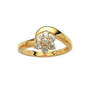   18K Gold Plated Clear Cubic Zirconia Flower Cluster Ring Jewelry
