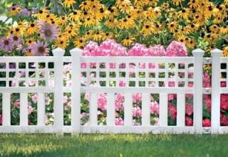 Suncast Grand View Decorative White Fence Border Durable Resin 