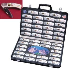   Collectors Knife Set with Case and Collectible Commemorative Pins