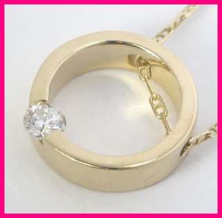   Gold Solitaire Round Diamond Circle Pendant & Necklace .25ct  