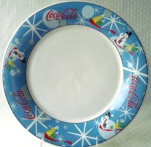 Coca Cola Laughing Snowman Christmas DINNER PLATES  