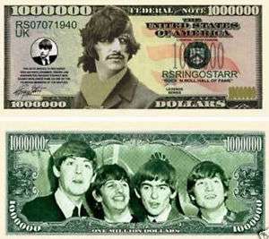 Beatles Ringo Starr 1 Million Dollars Bill Note 2 for$1  
