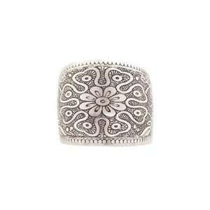  Silver Metal Flower Cuff Bracelet 