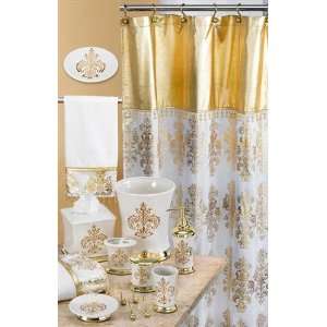  Medallion White & Gold Shower Curtain
