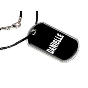  Danielle   Name Military Dog Tag Black Satin Cord Necklace 