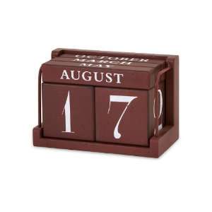   Day And Date With This Charming Rustic Red Wood Block Calendar Home