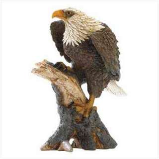 CARVED WOOD rustic Lodge Hunting EAGLE Statue Sculpture  