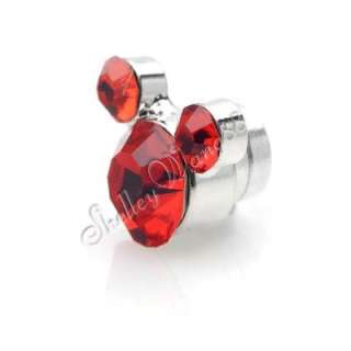 2x CZ Red Mickey Mouse Magnetic Earring STUD Ear Plug  
