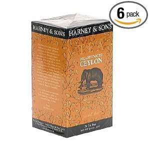 Harney & Sons Ceylon Tea, Decaffeinated, Case of Six 20 Tea Bags each 