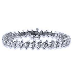   Carat Diamond & 14k White Gold S Link Tennis Bracelet (7) Jewelry