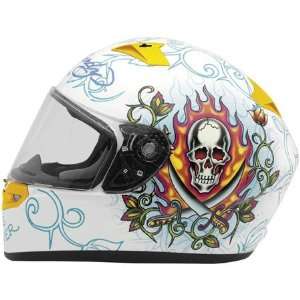   KBC VR 2 Ed Hardy Pirate Full Face Helmet Medium  White Automotive