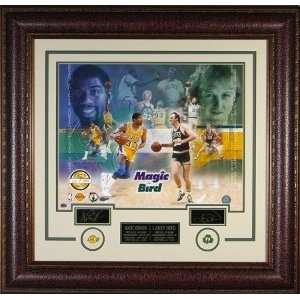 Larry Bird and Magic Johnson unautographed Engraved 33x32