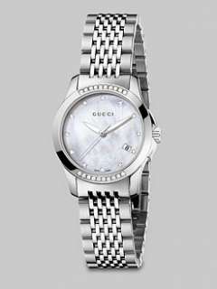 Gucci   Diamond Accented Stainless Steel Watch