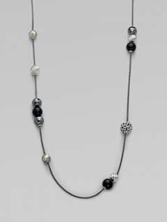David Yurman   Black Onyx, Hematite & Sterling Silver Long Necklace