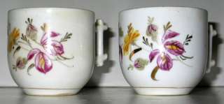 ANTIQUE GERMAN POTTERY HAND PAINTED COFFEE CUPS GERMANY  