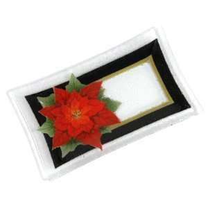  Peggy Karr Red Poinsettia 10 by 6 Inch Handmade Art Glass 