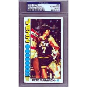 Pistol Pete Maravich Autographed/Hand Signed 1976 Topps Card PSA/DNA 