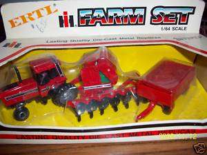 Ertl 1/64 farm toy case IH 4pc tractor implement set  