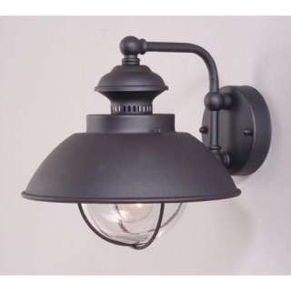 NEW 1 Light Nautical Med Outdoor Wall Lamp, Textured Black, Clear 