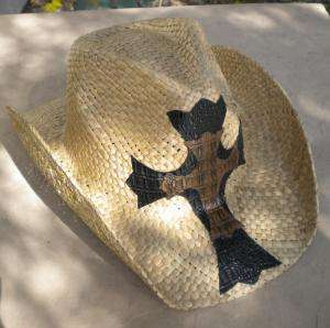 straw hat for Pug Gear with a cross on the front of the crown. One 