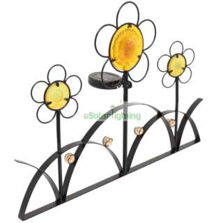 Garden Solar Iron Flower Fence Light Arch Amber LED  