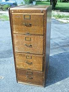 Old 4 Drawer Oak Filing Cabinet File Library Bureau LB  