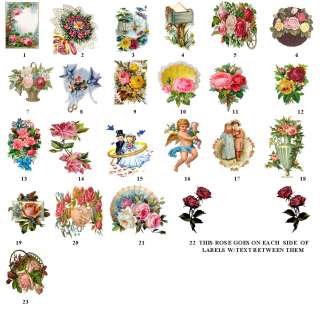 Victorian Vintage Flowers Return Address Label Favor  