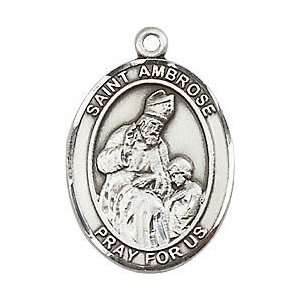 St. Ambrose Large Sterling Silver Medal