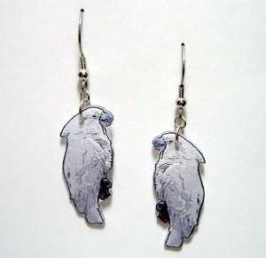 Umbrella Cockatoo Parrot Handcrafted Dangle Earrings  